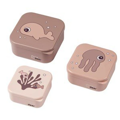 Done By Deer 3-pack Sea Friends Snack Boxes Powder Pink