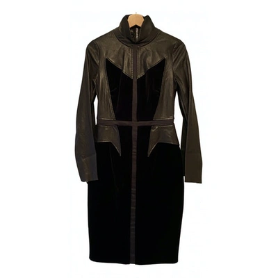 Pre-owned Givenchy Leather Mid-length Dress In Black