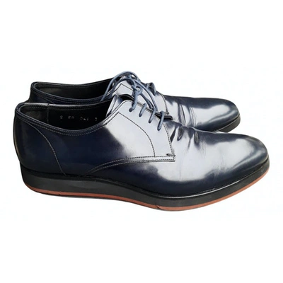 Pre-owned Prada Leather Lace Ups In Blue