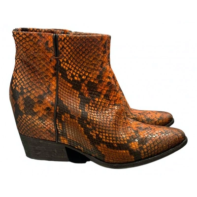 Pre-owned Elena Iachi Leather Western Boots In Multicolour
