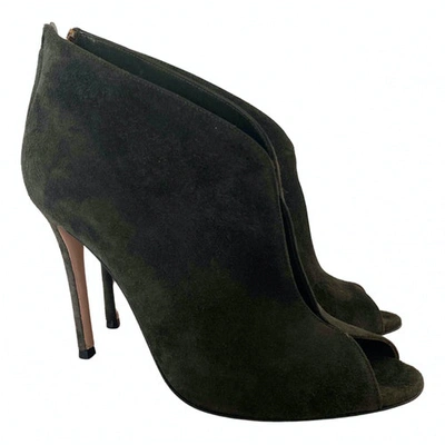 Pre-owned Gianvito Rossi Open Toe Boots In Green