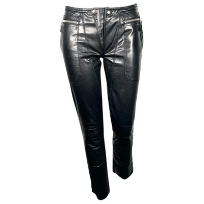 Pre-owned Etro Leather Straight Pants In Black