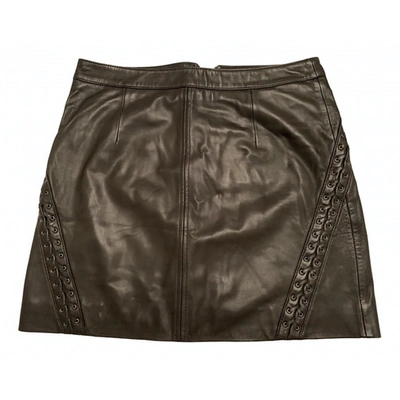 Pre-owned Paige Jeans Leather Mini Skirt In Black