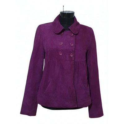 Pre-owned Ba&sh Leather Jacket In Purple