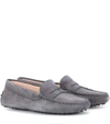 Tod's Mocassino Suede Driving Shoes In Grey