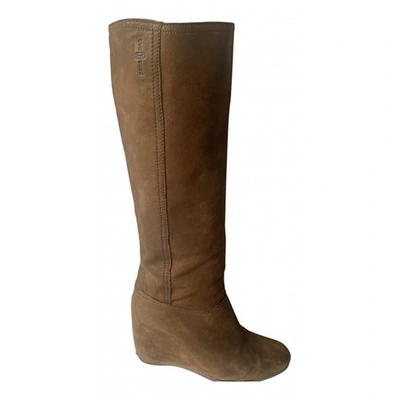 Pre-owned Carshoe Leather Riding Boots In Camel