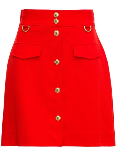 Givenchy Buttoned A-line Mini Skirt In Red