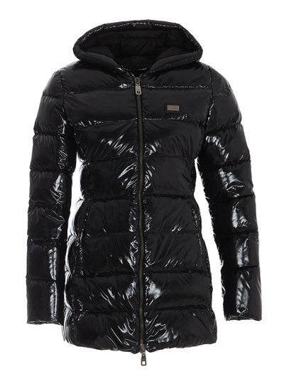 Dolce & Gabbana Midi Down Jacket In Black