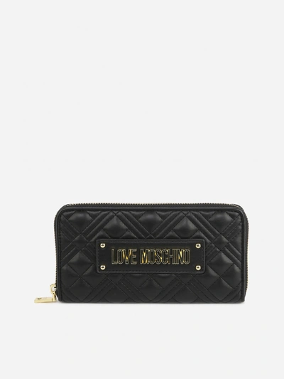 Love Moschino Wallet With Quilted Logo In Black