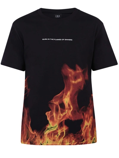 Ihs "flames" Cotton Jersey T-shirt In Black