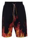 Ihs "flames" Cotton Bermuda Shorts In Black