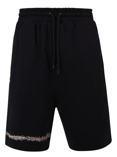 Ihs Cotton Shorts W/ Metallic Embroidery In Black