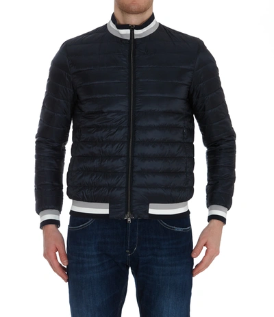 Herno Reversible Down Jacket In Navy/silver