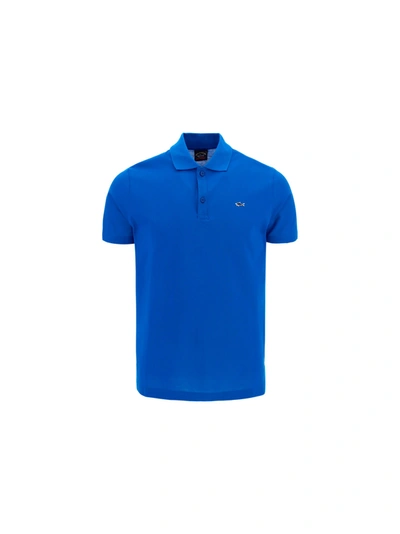 Paul & Shark Short-sleeved Cotton Polo Shirt For Casual Style In Blue