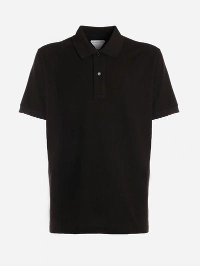 Bottega Veneta Short-sleeved Cotton Polo Shirt In Dark Brown