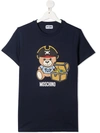 Moschino Blue Jersey T-shirt With Teddy Bear Print In Blu