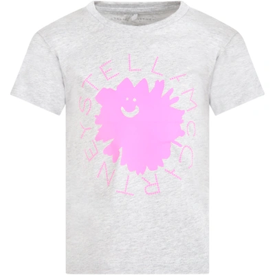 Stella Mccartney Kids' Grey T-shirt For Girl With Flower