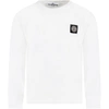 Stone Island White T-shirt Fo Boy With Iconic Compass In White