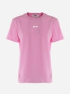 Msgm Basic Jersey T-shirt With Logo Print In Pink