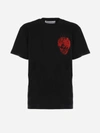 JW ANDERSON BLACK COTTON T-SHIRT WITH EMBROIDERY,11727606
