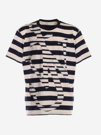 Jw Anderson Oversize T-shirt With Anchor In Navy/off White