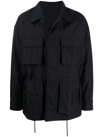 Juunj Flap Pocket Workwear Jacket In Black