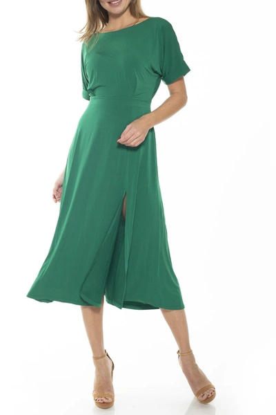 Alexia Admor Lana Draped Bodice Floral Midi Dress In Green