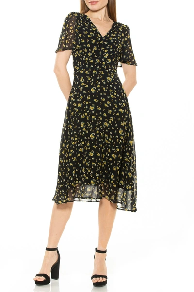 Alexia Admor Floral Flutter Sleeve Dress In Yellow Ditzy