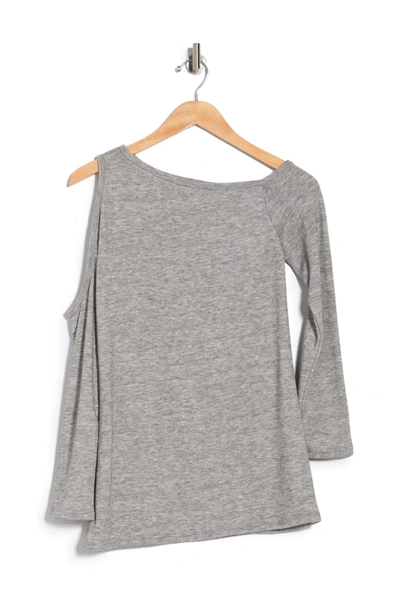 Go Couture Tie Dye Cold Shoulder Top In Heather Grey