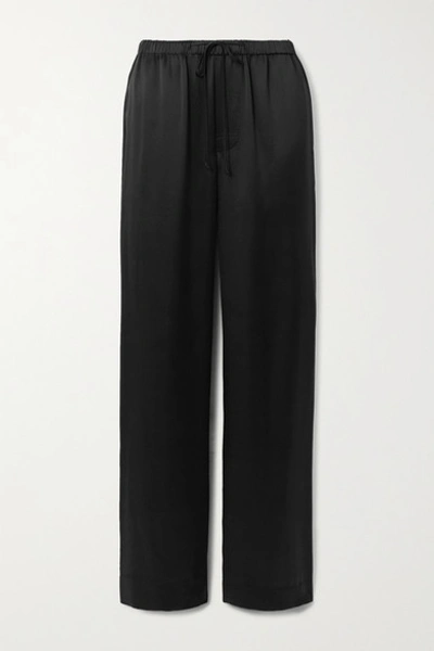 Vince High-waisted Bias-cut Trousers In Black