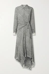 VERONICA BEARD ONDINE ASYMMETRIC PRINTED SILK-BLEND CREPE DE CHINE SHIRT DRESS