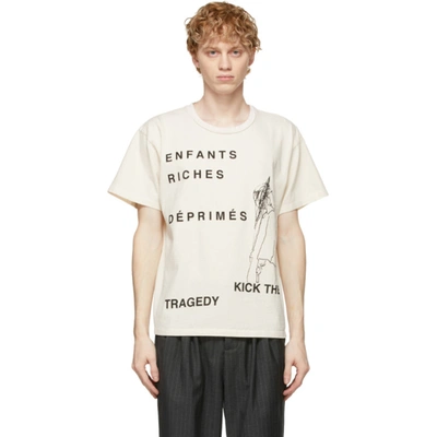 Enfants Riches Deprimes Kick The Tragedy T-shirt, White And Black In Beige