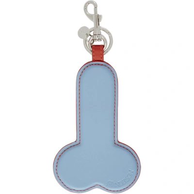 Jw Anderson Penis Keyring In Blue And Red Leather