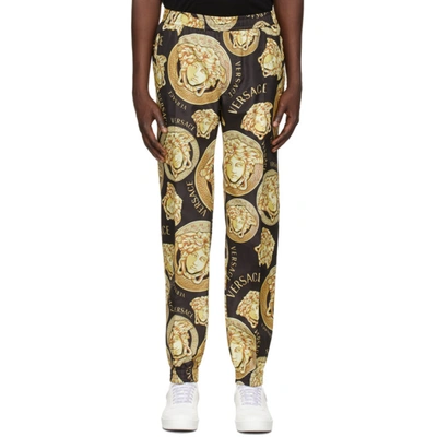 Versace Black Medusa Amplified Lounge Trousers In Black,gold