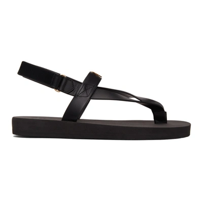 Giuseppe Zanotti Logo Print Thong Strap Sandals In Black