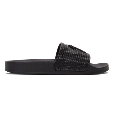 Giuseppe Zanotti Men's Newburel 10 Leather Slide Sandals In Black