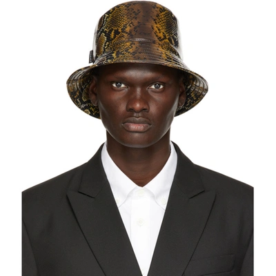 Versace Men's Snake-print Nylon Bucket Hat In 5n020 Natur