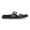 DRIES VAN NOTEN GREY CANVAS & SUEDE SLIDE SANDALS