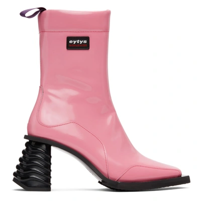 Eytys Pink Leather Gaia Boots In Bubblegum