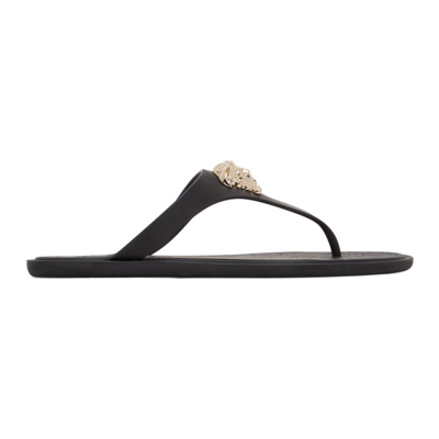 Versace Black Medusa Palazzo Thong Sandals