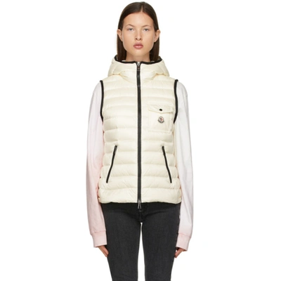 Moncler White Down Glyco Hooded Vest