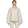Nanushka Hide Quilted Padded Vegan Leather Jacket In Beige