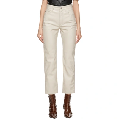 Nanushka Off-white Vegan Leather Vinni Trousers In Ivory