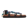 SACAI BROWN DOUBLE LACE-UP SANDALS