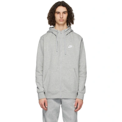 Nike Grey & Silver Sportswear Club Full-zip Hoodie In Dgry/sil/wt