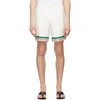 CASABLANCA WHITE SILK TENNIS STRIPE SHORTS