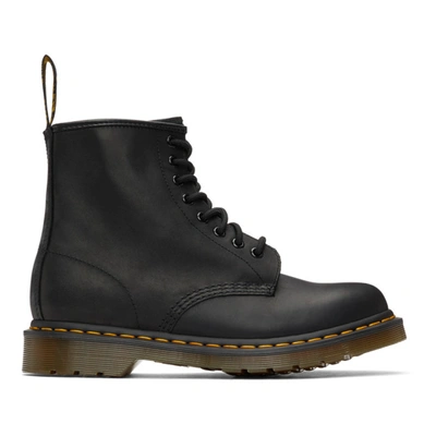 Dr. Martens' 1460 Greasy Combat Boots In Black Leather