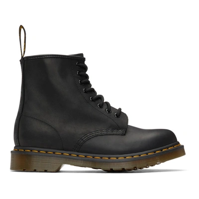 Dr. Martens 1460 Greasy Combat Boots In Black Leather