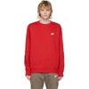 NIKE RED FLEECE NSW CLUB SWEATSHIRT