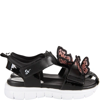 Sophia Webster Mini Kids' Black Riva Wavy Sandals In 黑色